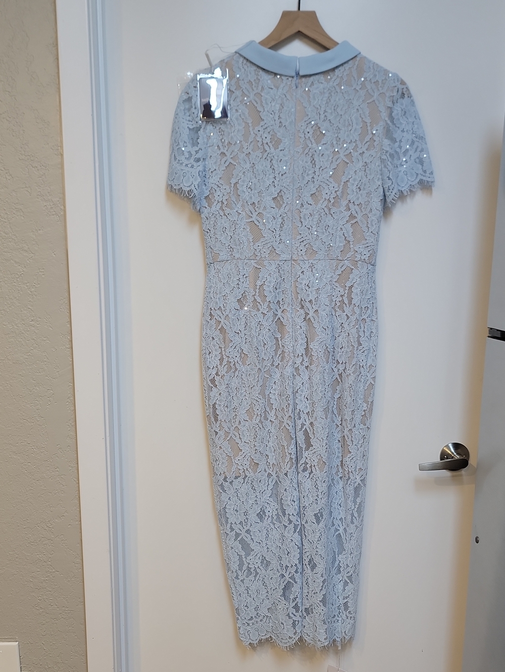 Self-Portrait Pale Blue Lace Button-Through Midi Dress - Picture 10 of 15